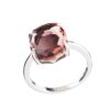 Blush Rose Baroque Ring – Rhodium: Exquisite floral-inspired ring with blush rose hues, crafted in elegant rhodium finish